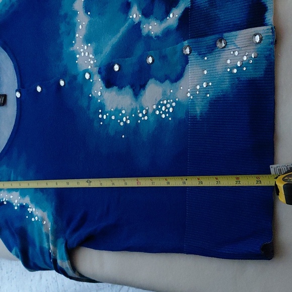 White House Black Market Blue Tie-Dye Women's Sweater Size XL - Picture 8 of 9